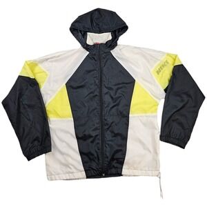 Vintage Nike Windbreaker Jacket Unisex Large 90s White Yellow Black Colorblock